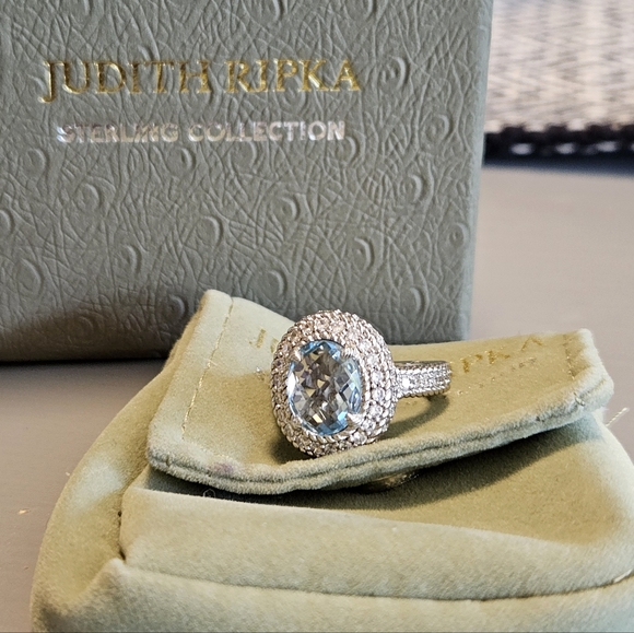 Judith Ripka Sterling Silver Topaz Ring size 6 - Picture 3 of 5